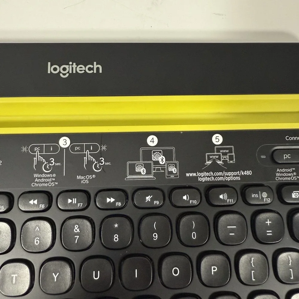 Logitech K480 Bluetooth Multi-Device Keyboard Black Yellow Wireless Universal